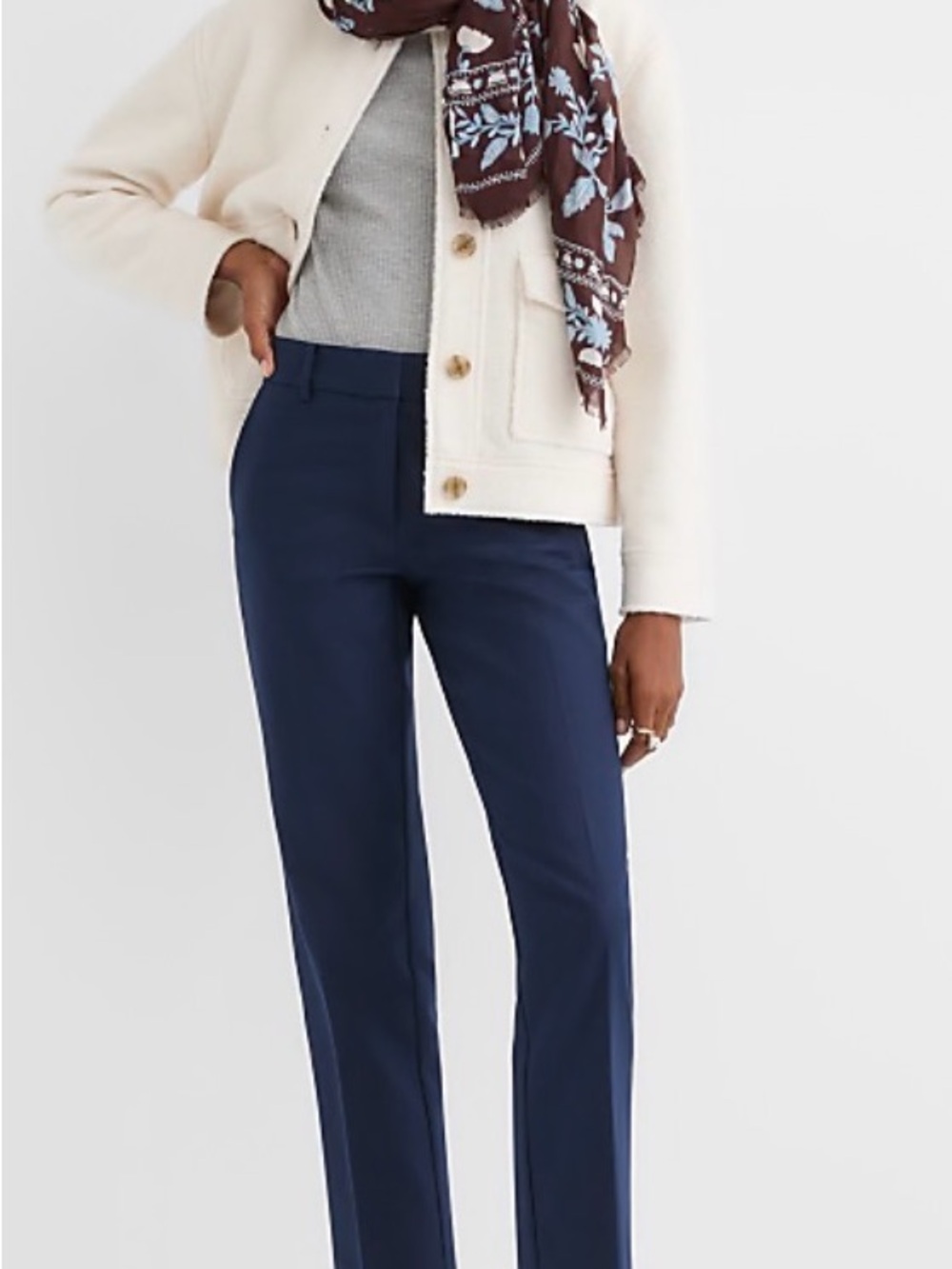 Tailored Women's Straight-Leg Pants in Navy